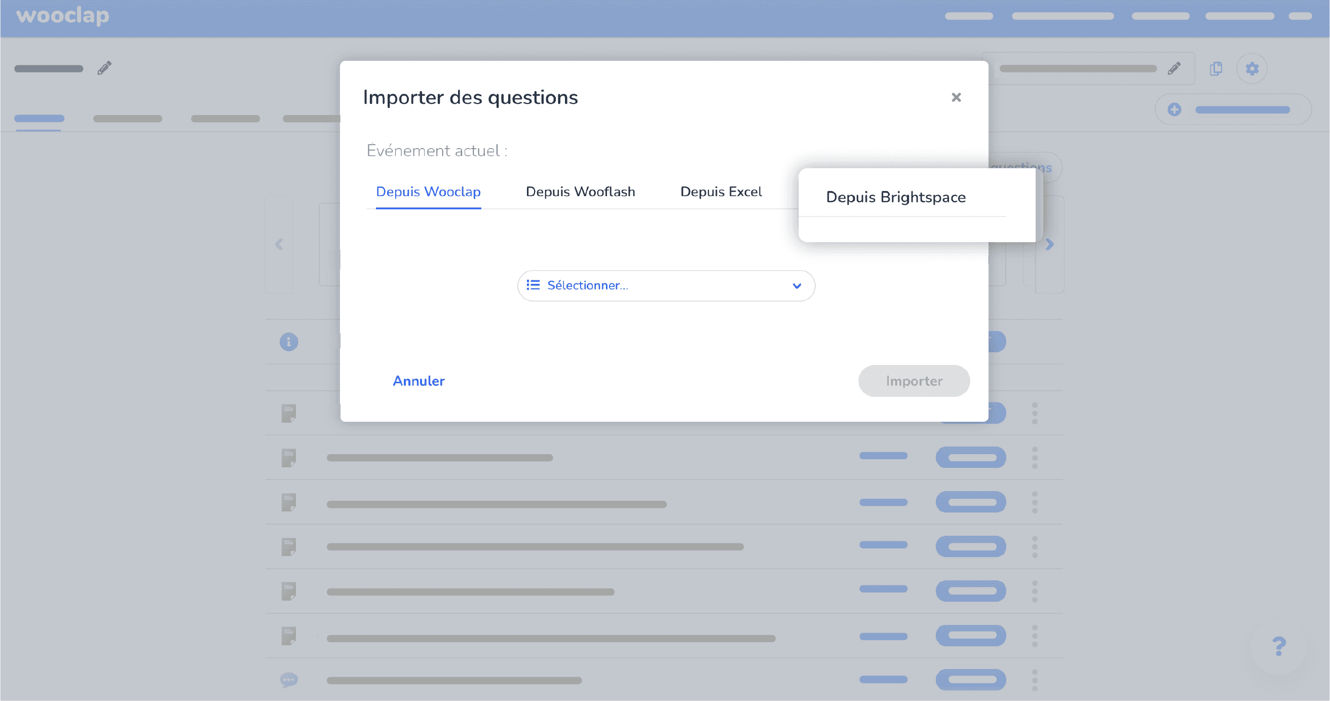 Importer des questions Wooclap depuis Brightspace