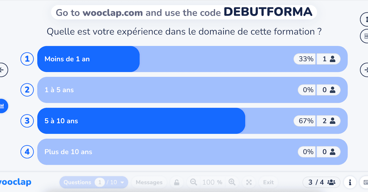 Quelle est votre expérience dans le domaine de cette formation ?

