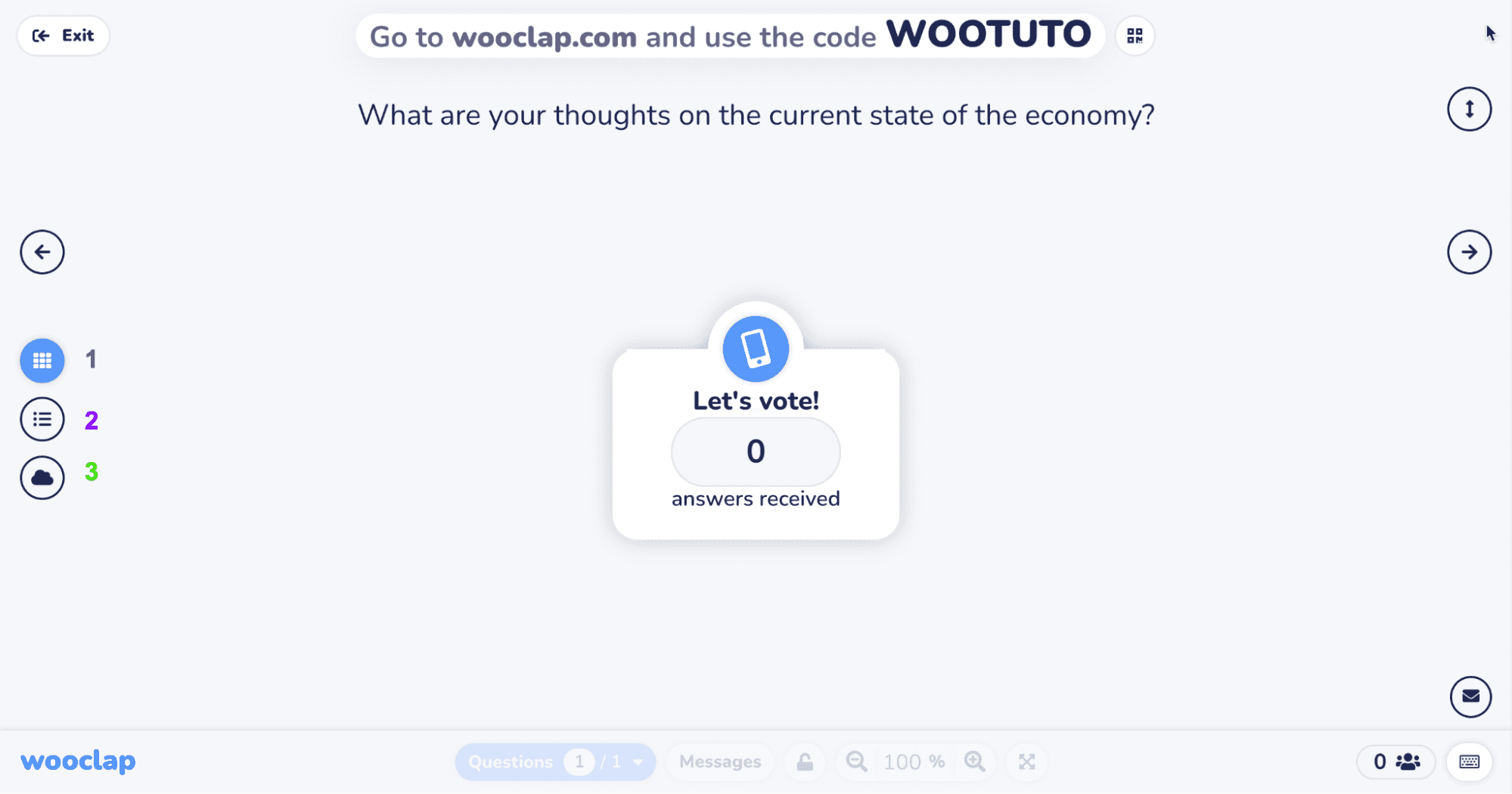 Wooclap’s open question feature allows recipients to provide their own response to a specific question”