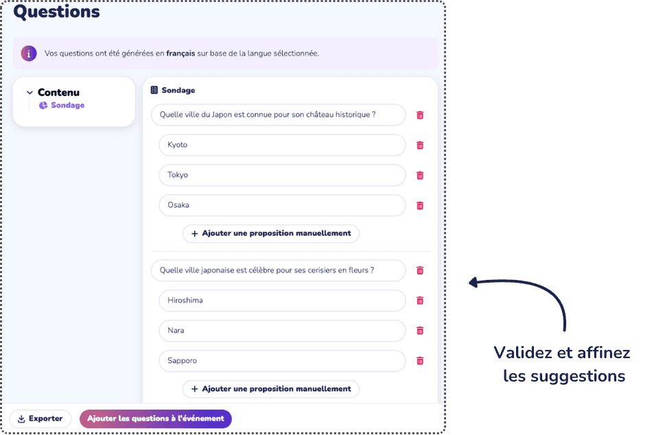 Vous pouvez verifier à la main la proposition de l'IA dans votre sondage