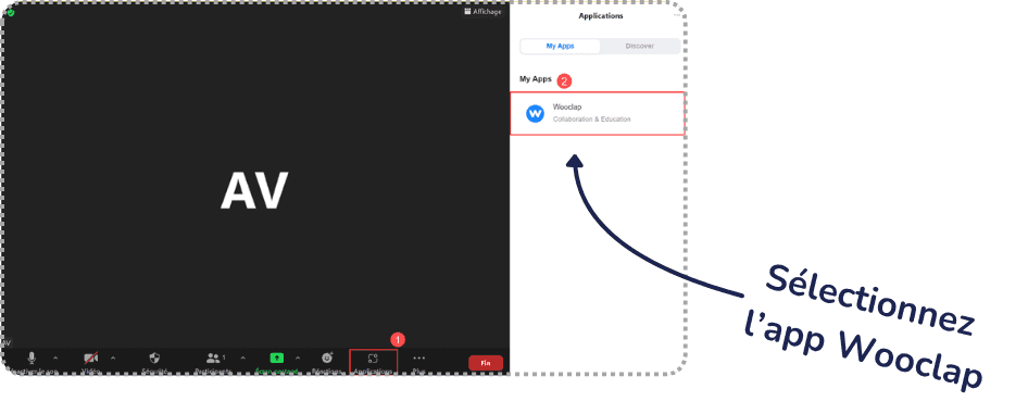 Créer un sondage sur zoom en sélectionnant l’application Wooclap
