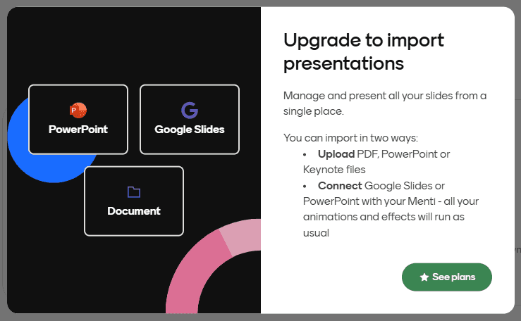 Mentimeter requires an upgrade for integrations