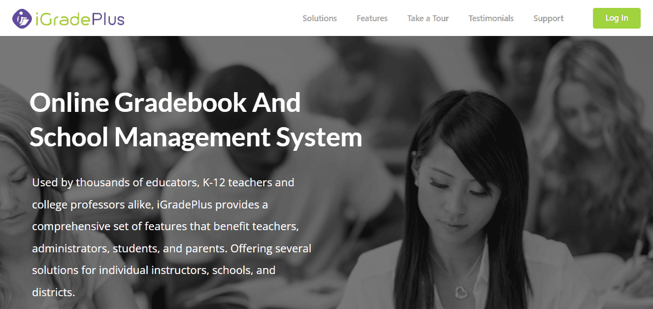 iGradePlus’s homepage has a slogan: ‘Online gradebook and school management system