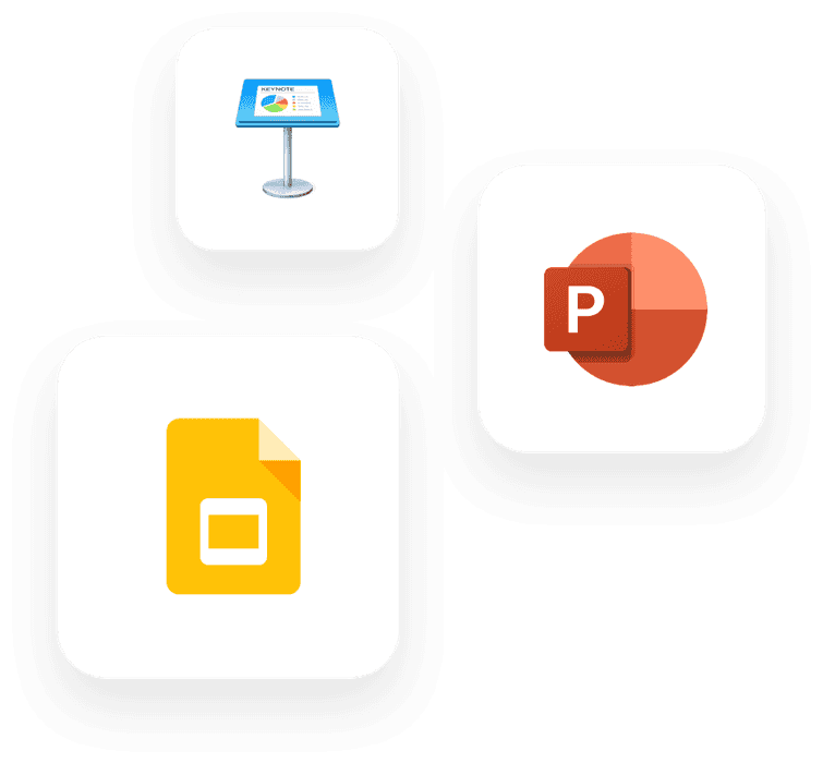 files types - Google Slide, PowerPoint, Keynote