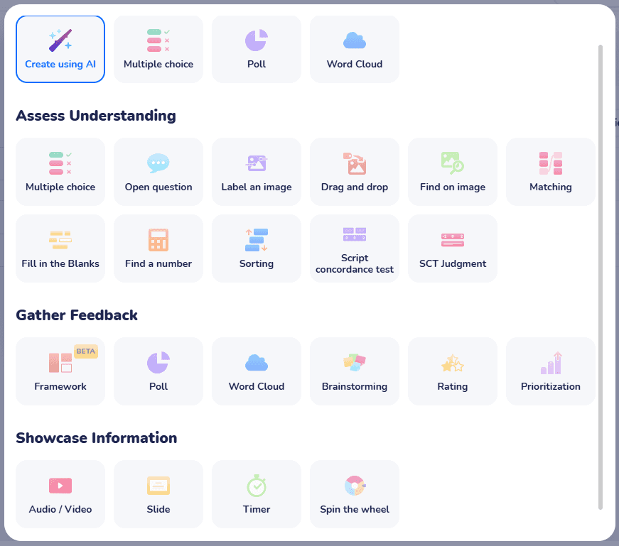 Wooclap offers 21 different question types for educational and business purposes.