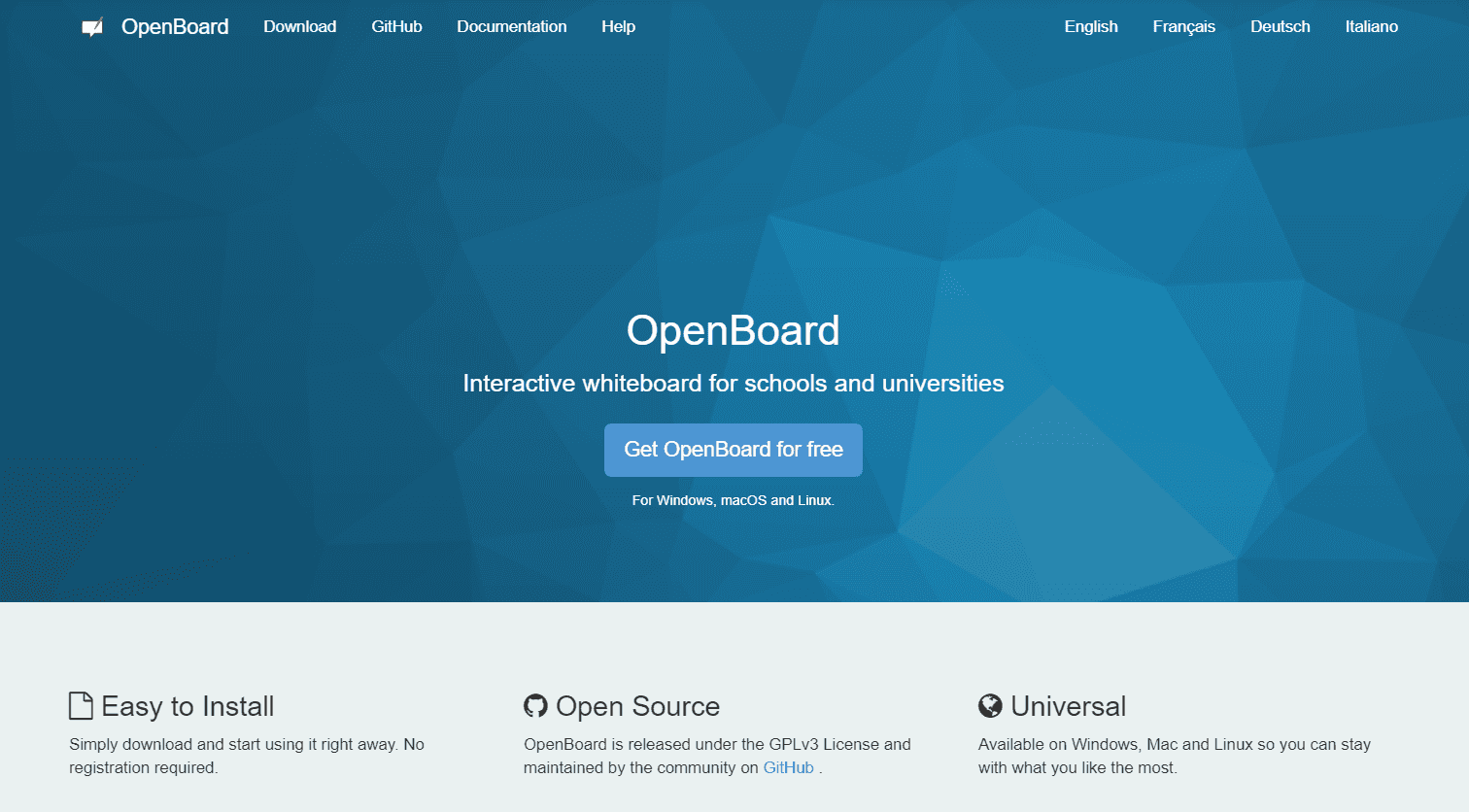 OpenBoard homepage