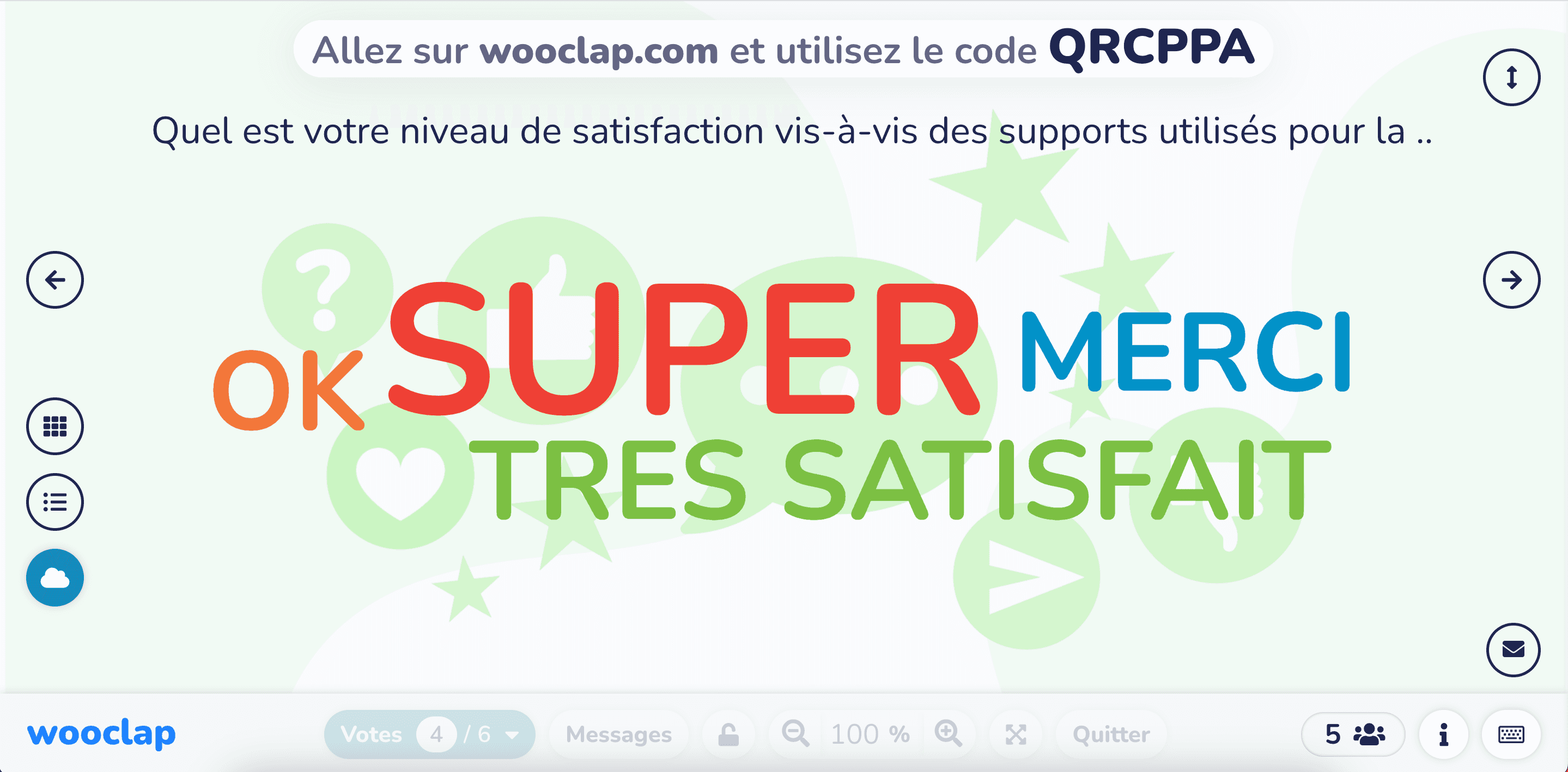 Nuage de mot pour mesurer la satisfaction en formation wooclap