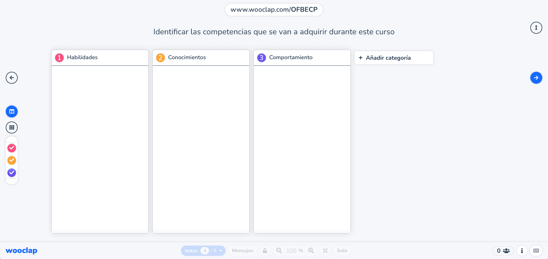 Identificar competencias - brainstorming Wooclap