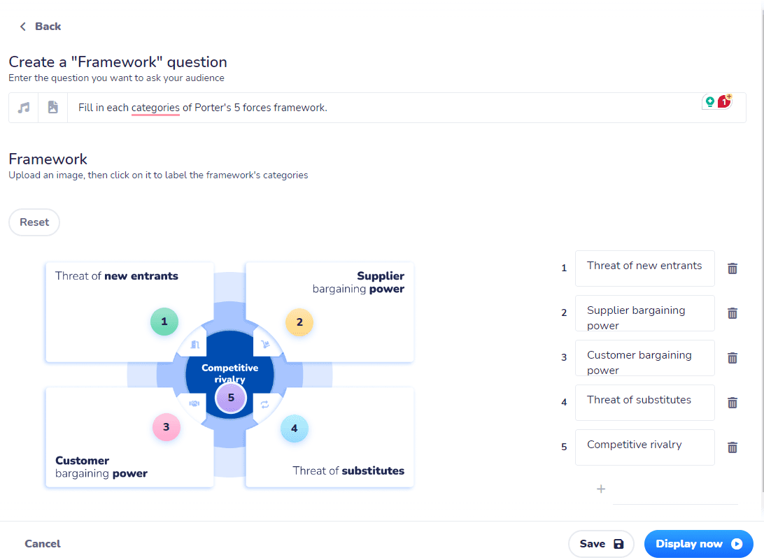 Create Framework question - Wooclap 