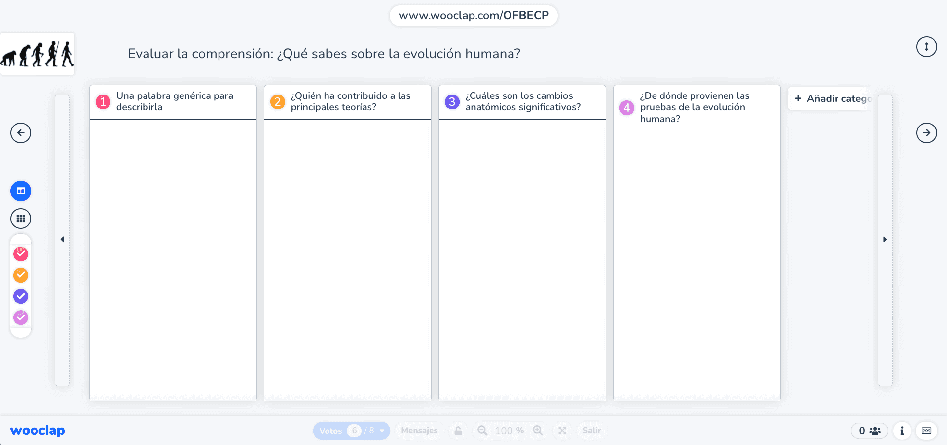 Evaluar la comprensión - brainstorming Wooclap