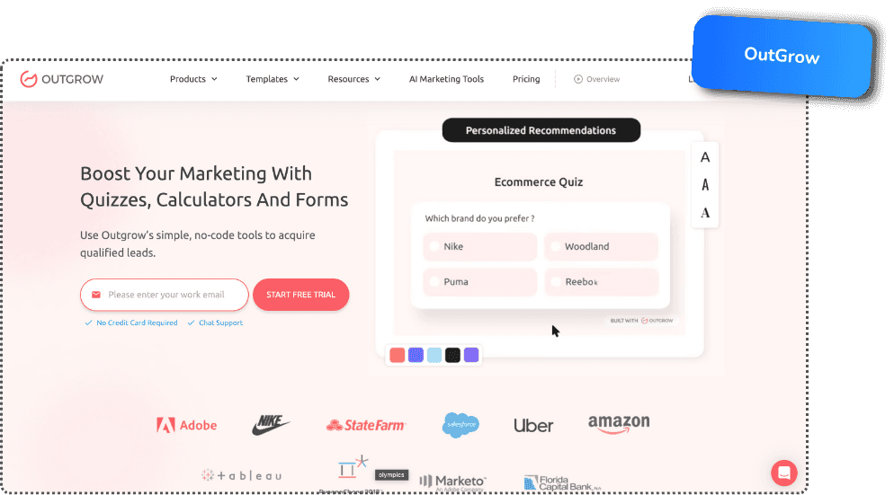 Outgrow pour faire un quiz avec l'ia