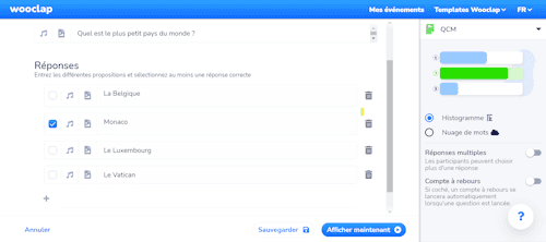 réponses - QCM en ligne