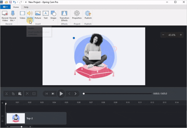 iSpring Suite text to speech page showing how you can quickly turn audion narrations into text for course materials..